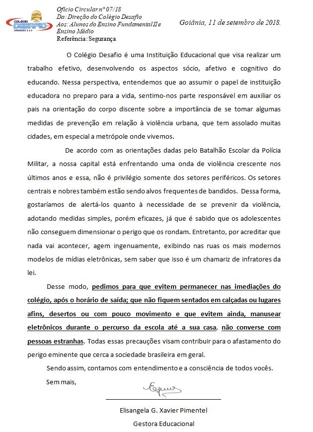 Ofício Circular - Segurança