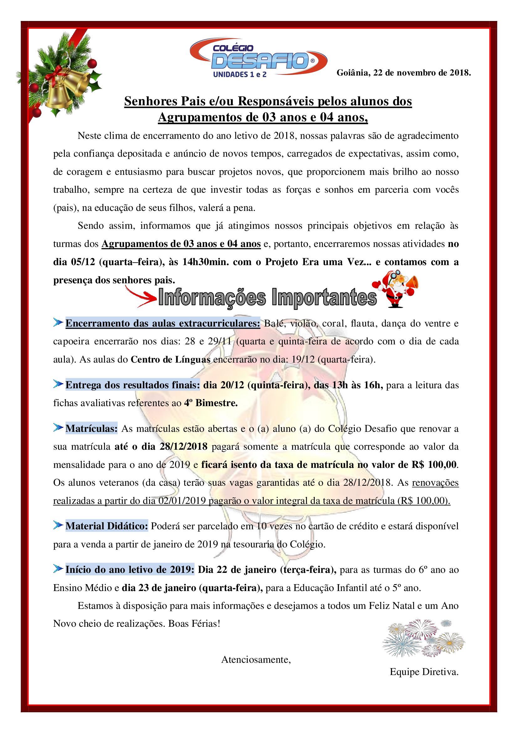 Agrupamento de 03 e 04 Anos - Vespertino