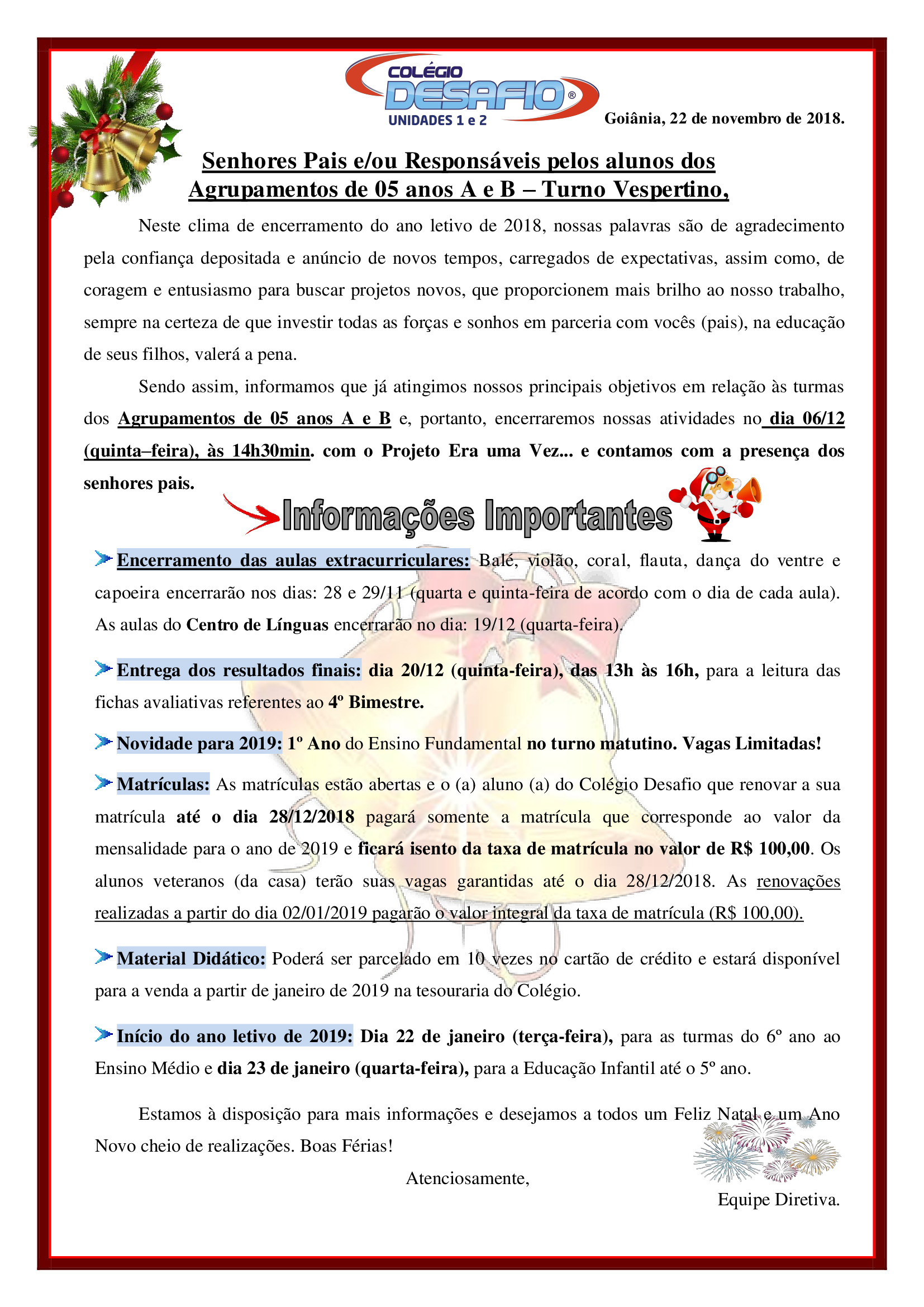 Agrupamento de 05 Anos - Vespertino