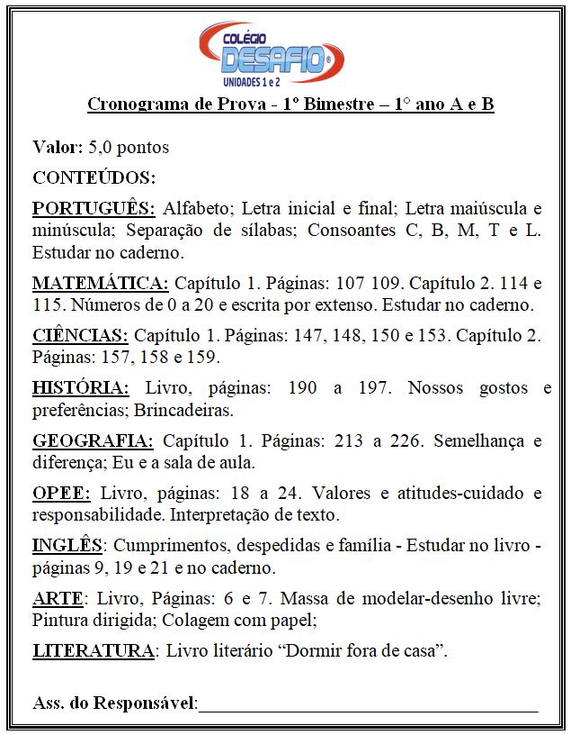 Conteúdo 1º A e B