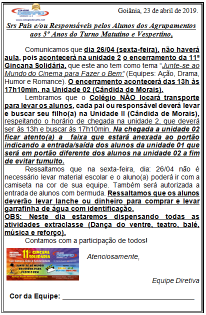 Encerramento da Gincana 1