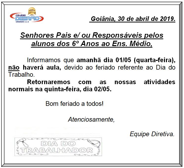 Feriado dia do trabalho