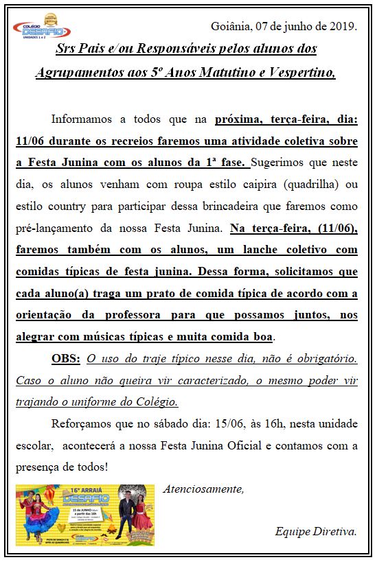 Pré lançamento da Festa Junina Unidade 2