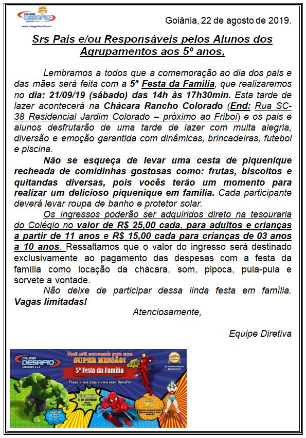 Festa da Família - Unidade 1