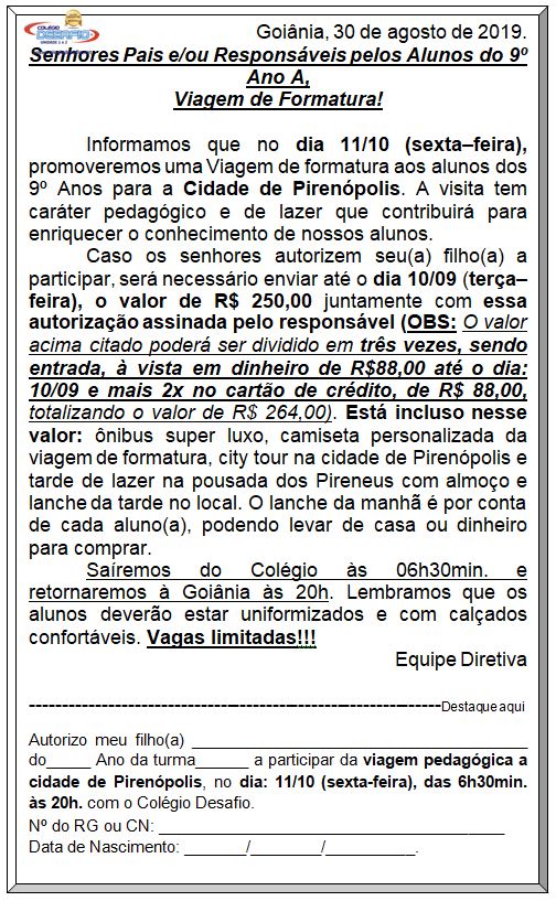 Formatura - Viagem - Unidade 2