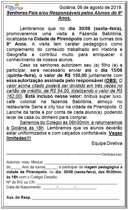 Pirenópolis 8º ano