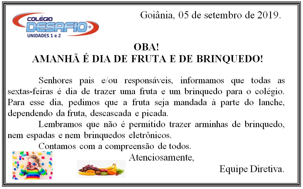 Dia da fruta e do brinquedo