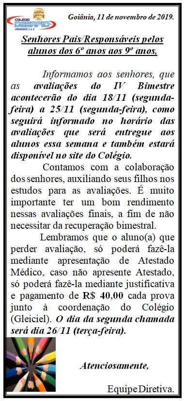 Avaliações Unidade 2 - 6º ao 9º