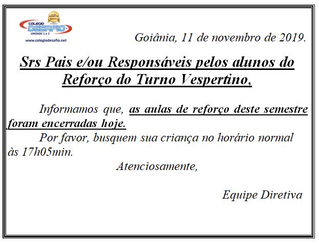 Encerramento das aulas de reforço – Colégio Desafio