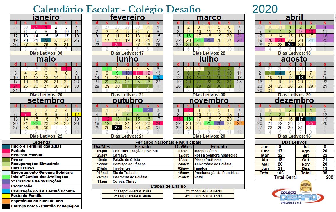 calendário Escolar.